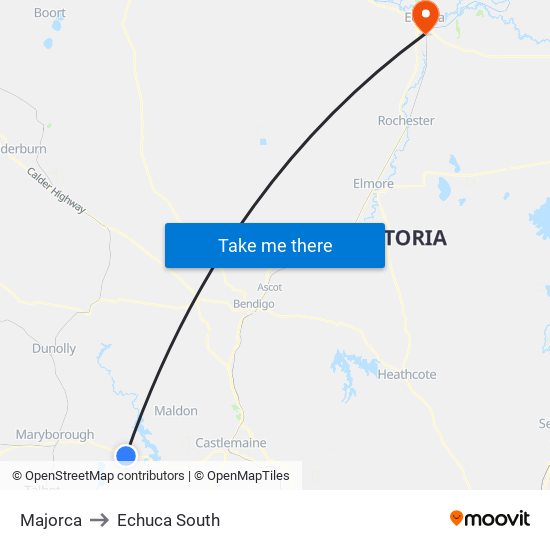 Majorca to Echuca South map