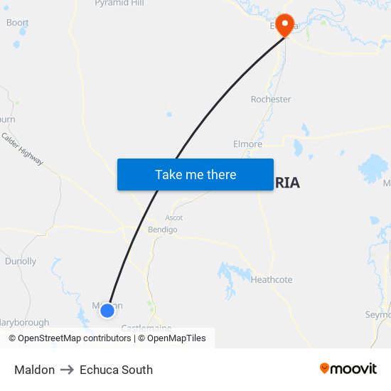 Maldon to Echuca South map