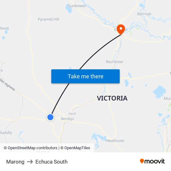 Marong to Echuca South map