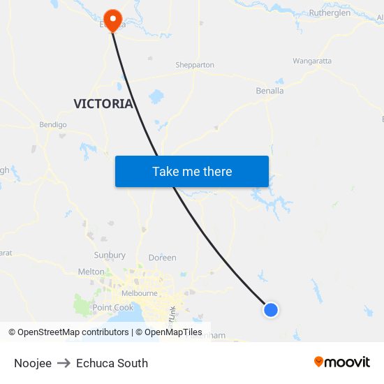 Noojee to Echuca South map