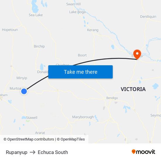 Rupanyup to Echuca South map