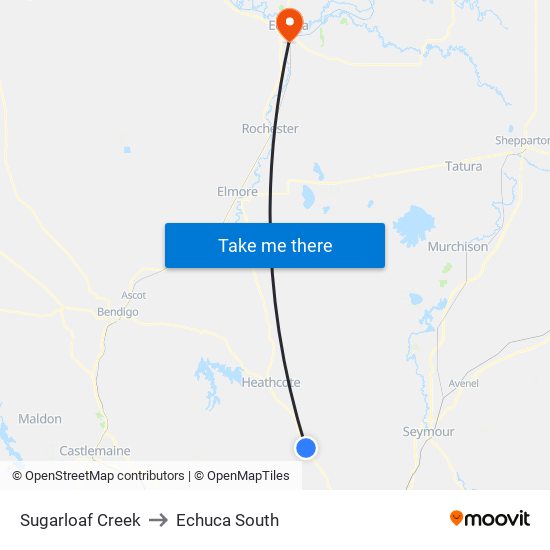 Sugarloaf Creek to Echuca South map