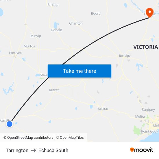 Tarrington to Echuca South map