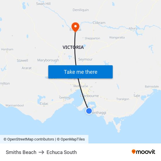 Smiths Beach to Echuca South map