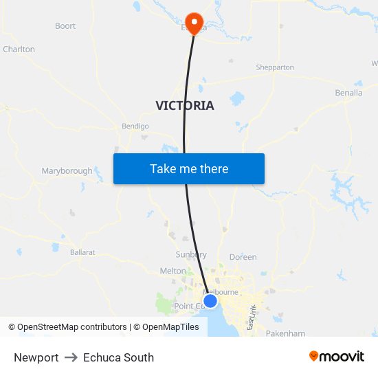 Newport to Echuca South map