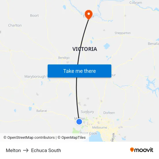 Melton to Echuca South map