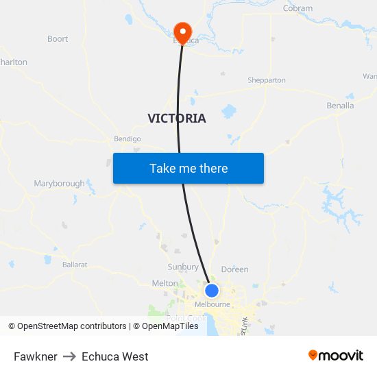 Fawkner to Echuca West map