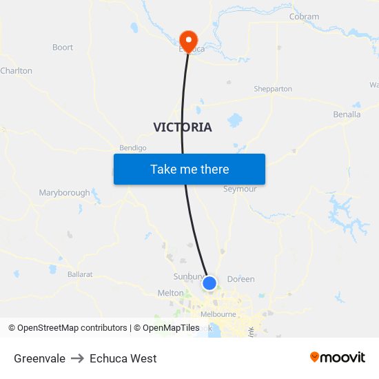 Greenvale to Echuca West map