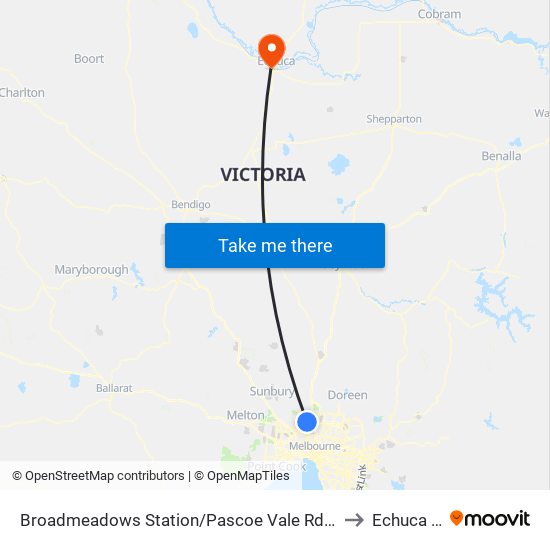 Broadmeadows Station/Pascoe Vale Rd (Broadmeadows) to Echuca West map