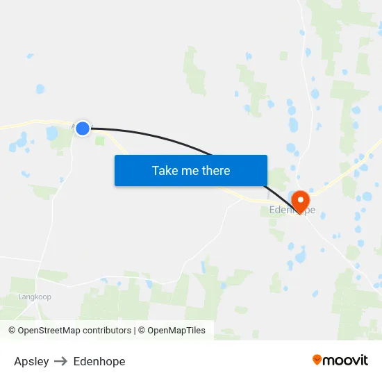 Apsley to Edenhope map