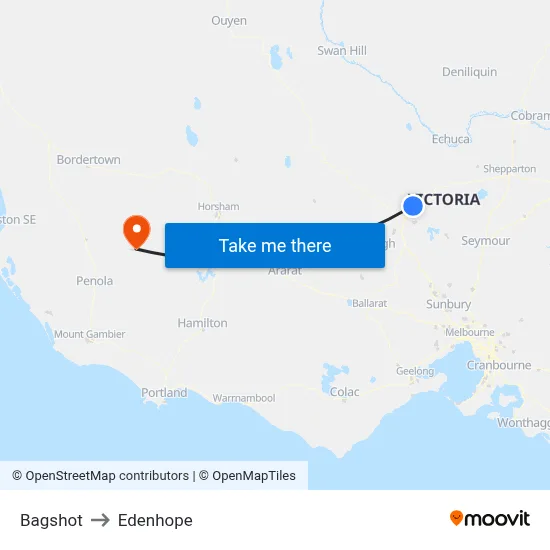 Bagshot to Edenhope map
