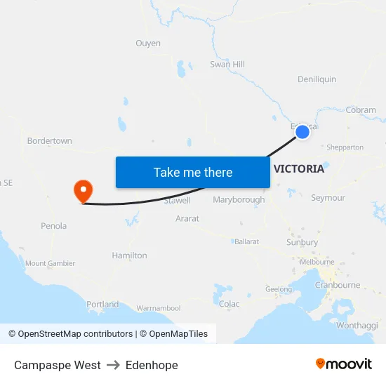 Campaspe West to Edenhope map