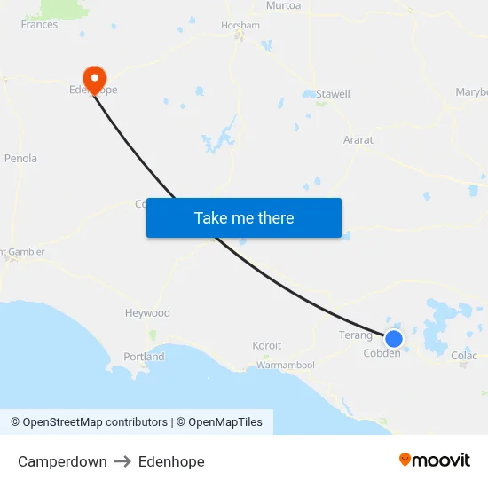 Camperdown to Edenhope map
