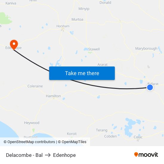 Delacombe - Bal to Edenhope map