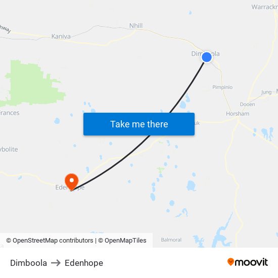 Dimboola to Edenhope map