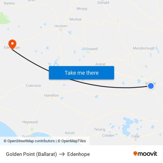 Golden Point (Ballarat) to Edenhope map