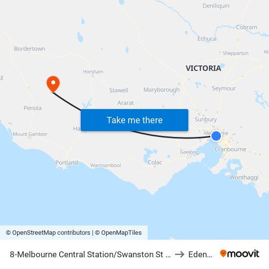 8-Melbourne Central Station/Swanston St (Melbourne City) to Edenhope map