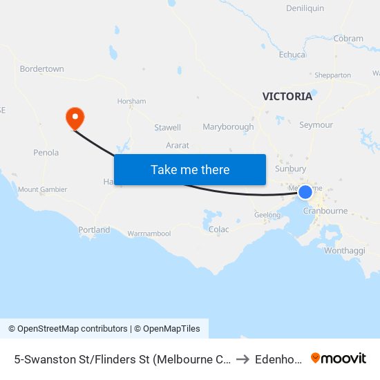 5-Swanston St/Flinders St (Melbourne City) to Edenhope map