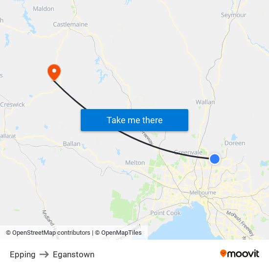 Epping to Eganstown map