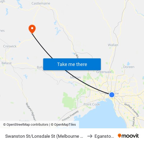 Swanston St/Lonsdale St (Melbourne City) to Eganstown map