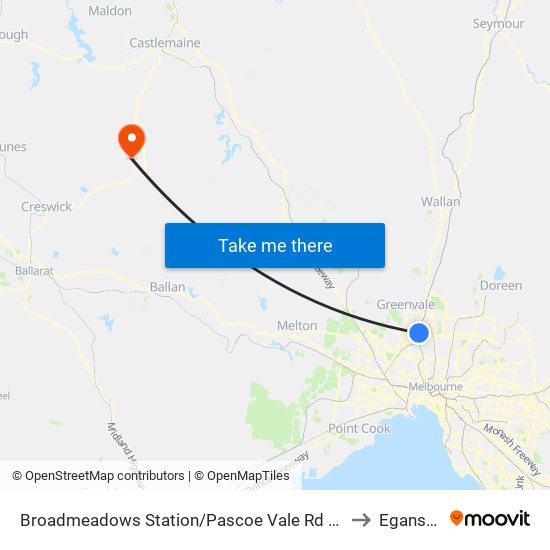 Broadmeadows Station/Pascoe Vale Rd (Broadmeadows) to Eganstown map