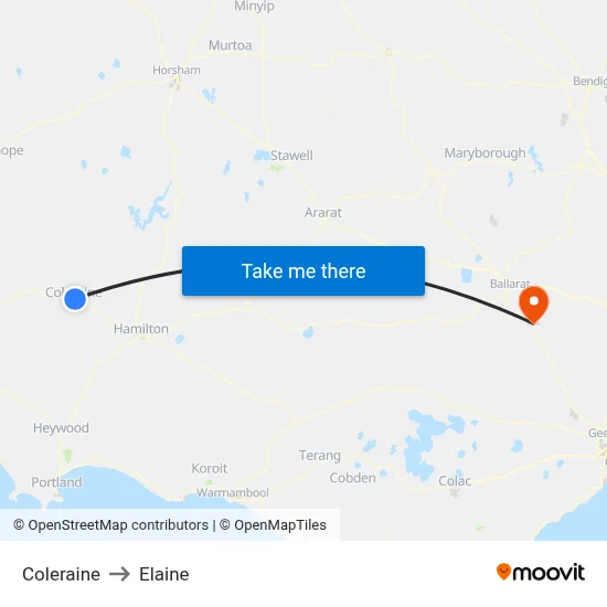 Coleraine to Elaine map