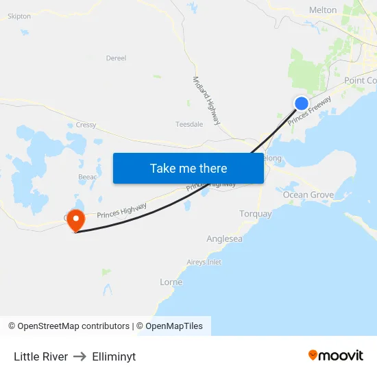 Little River to Elliminyt map