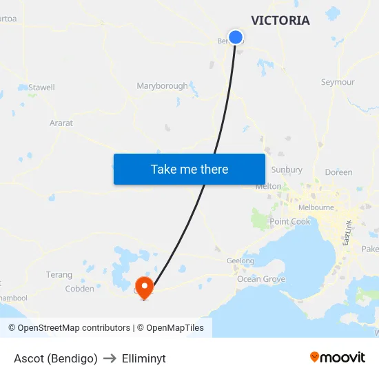 Ascot (Bendigo) to Elliminyt map