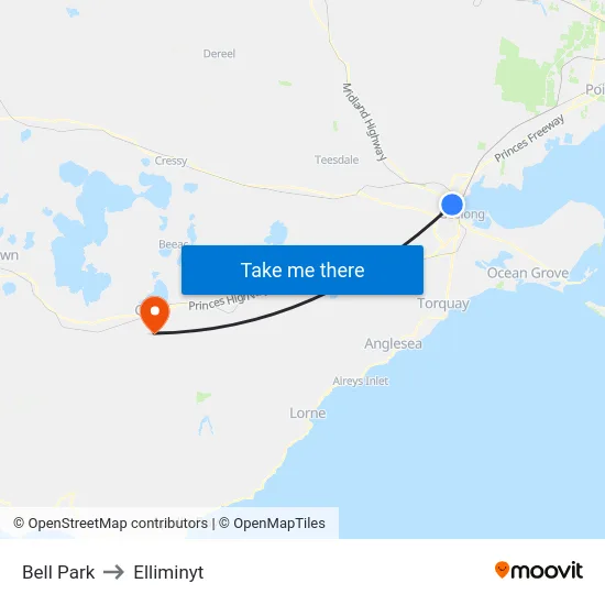 Bell Park to Elliminyt map