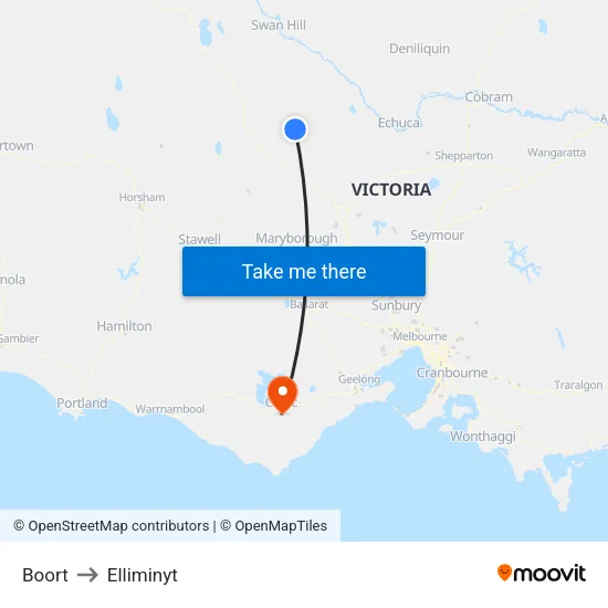 Boort to Elliminyt map