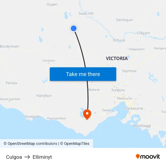 Culgoa to Elliminyt map