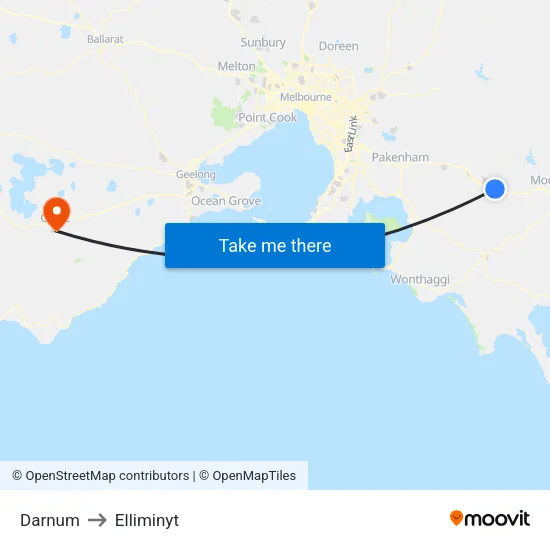 Darnum to Elliminyt map