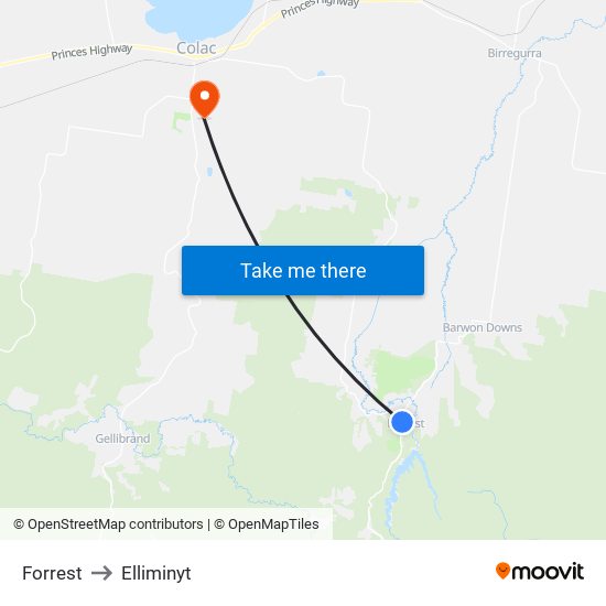 Forrest to Elliminyt map