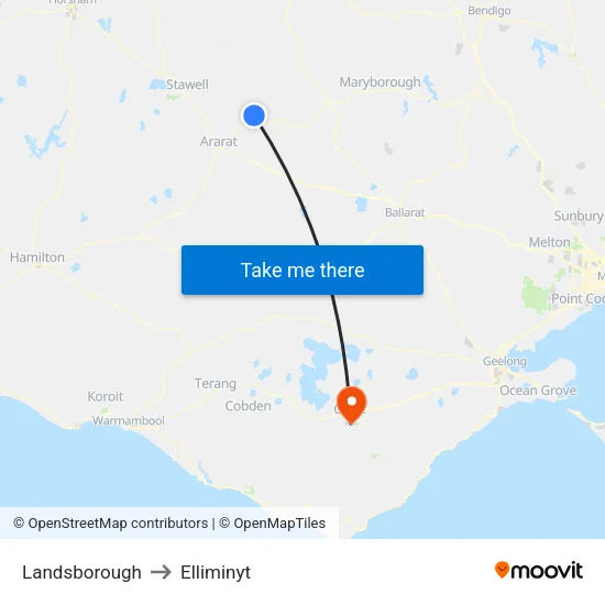 Landsborough to Elliminyt map