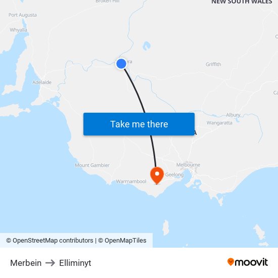 Merbein to Elliminyt map