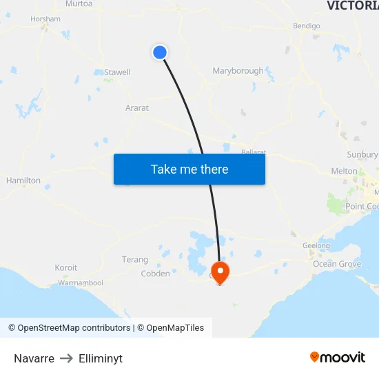 Navarre to Elliminyt map