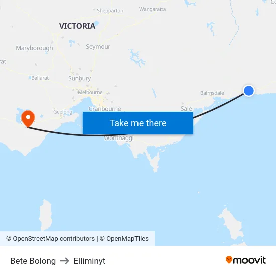 Bete Bolong to Elliminyt map