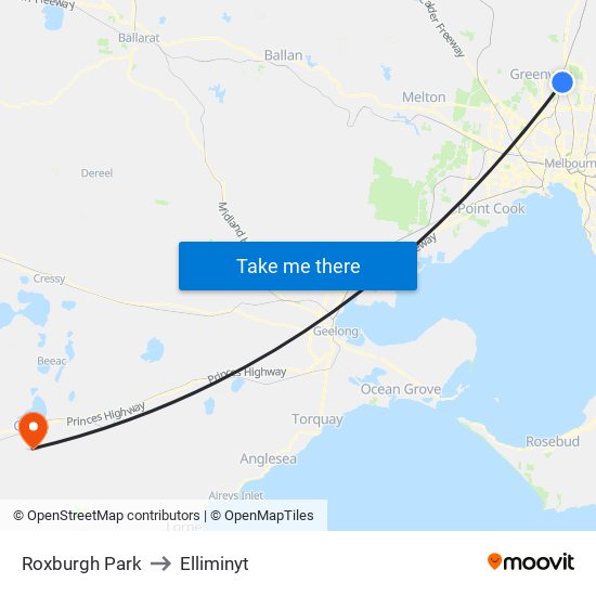 Roxburgh Park to Elliminyt map