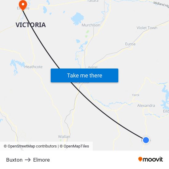 Buxton to Elmore map