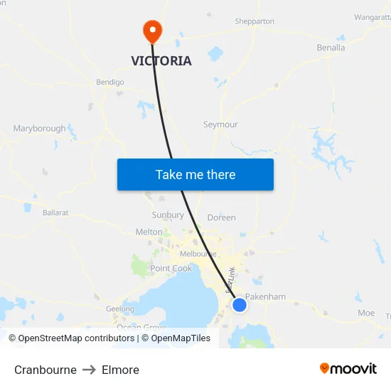 Cranbourne to Elmore map