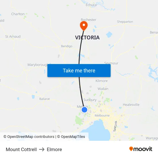 Mount Cottrell to Elmore map