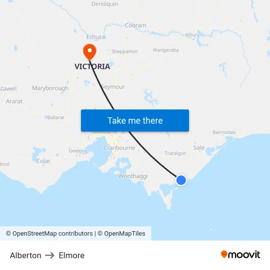 Alberton to Elmore map