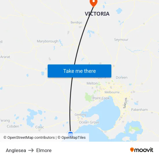 Anglesea to Elmore map