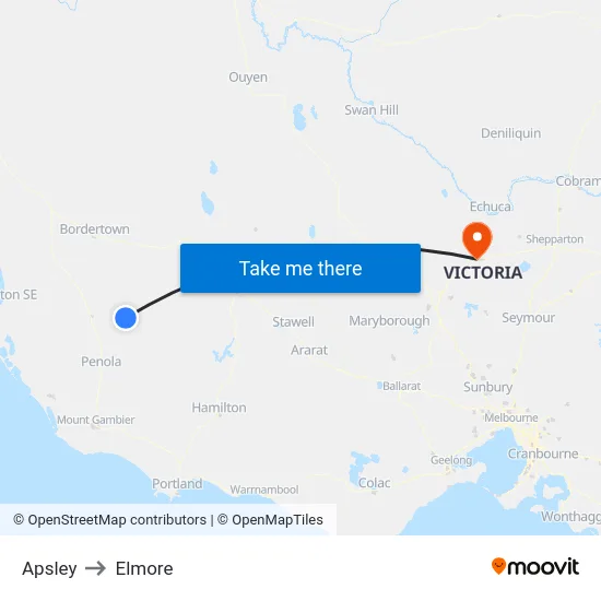 Apsley to Elmore map