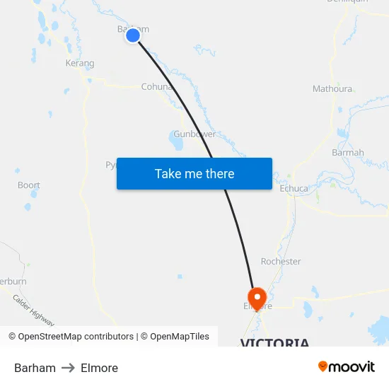 Barham to Elmore map