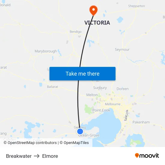 Breakwater to Elmore map