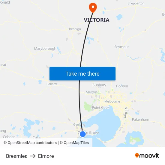 Breamlea to Elmore map