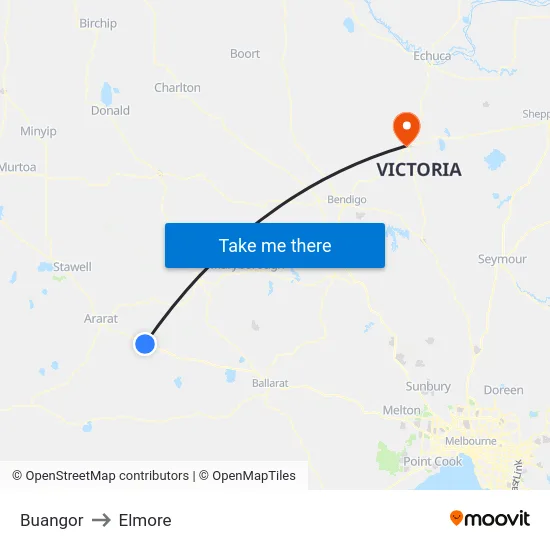 Buangor to Elmore map