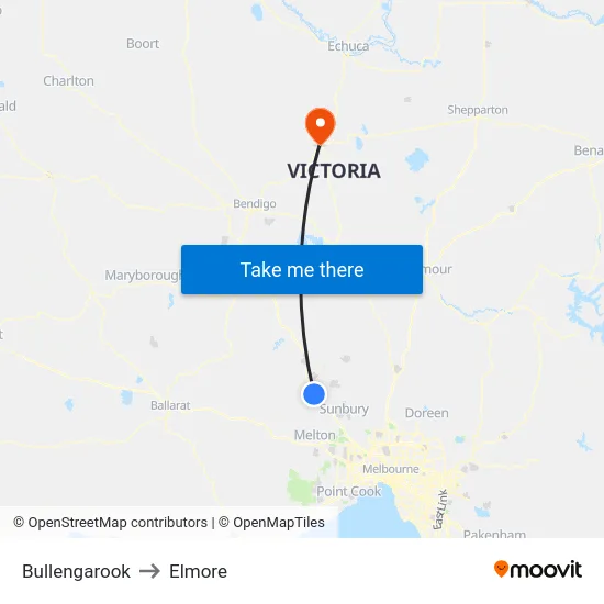 Bullengarook to Elmore map