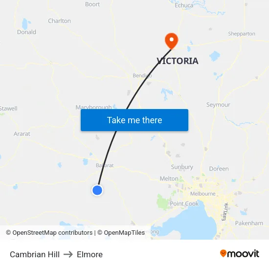 Cambrian Hill to Elmore map